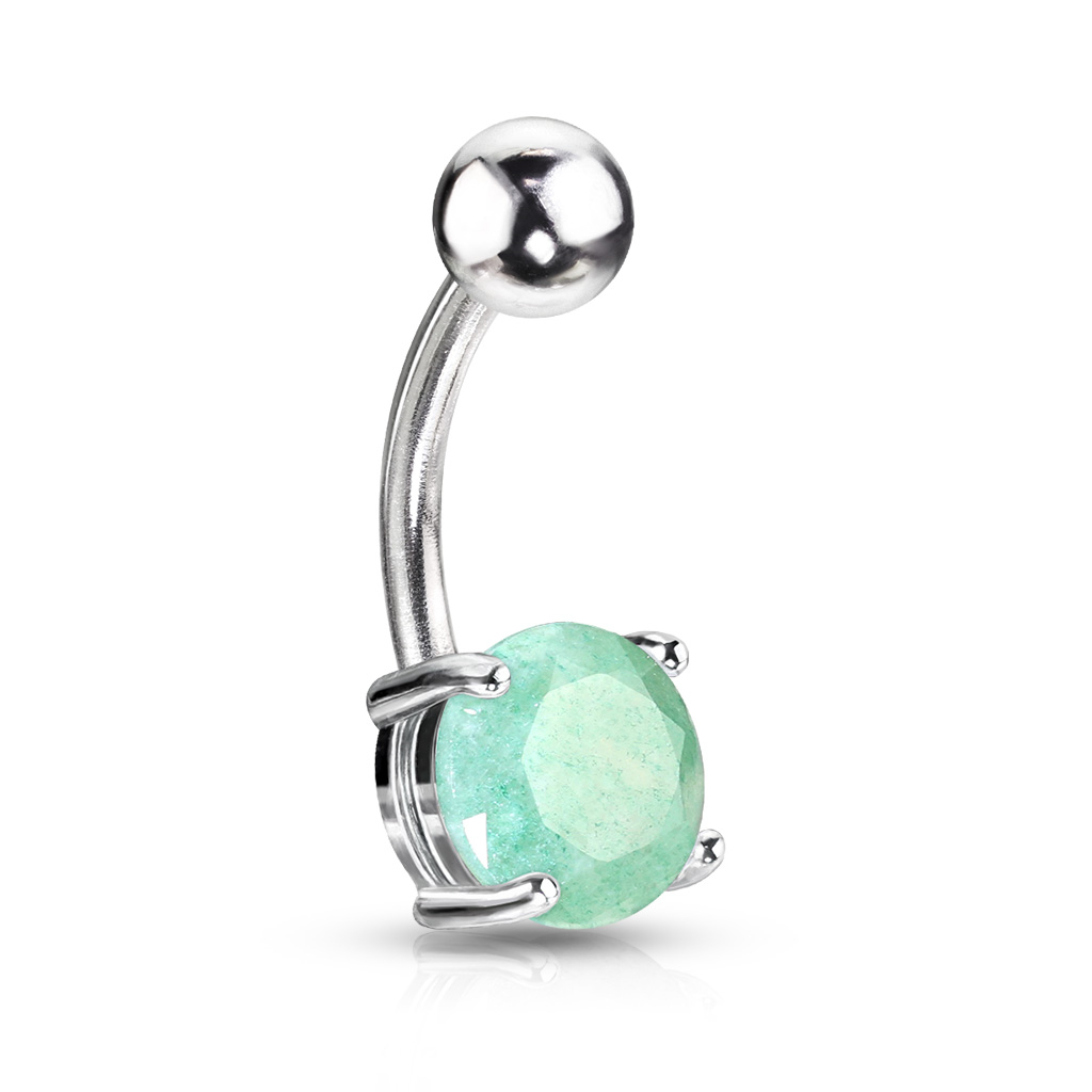 Šperky4U Piercing do pupíku - zelený nefrit - WP0051
