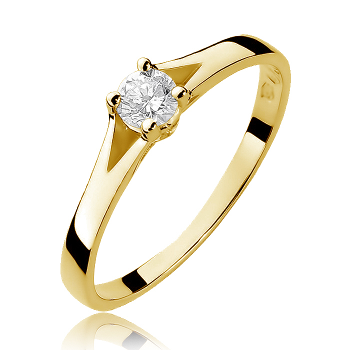 Zlatý zásnubný prsteň s diamantom, veľ. 52