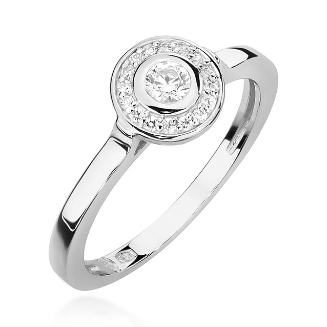 NUBIS® Zlatý zásnubní prsten s diamanty - velikost 52 - W-460W