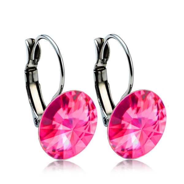 Oceľové náušnice s kryštálmi Swarovski® 12 mm, ROSE