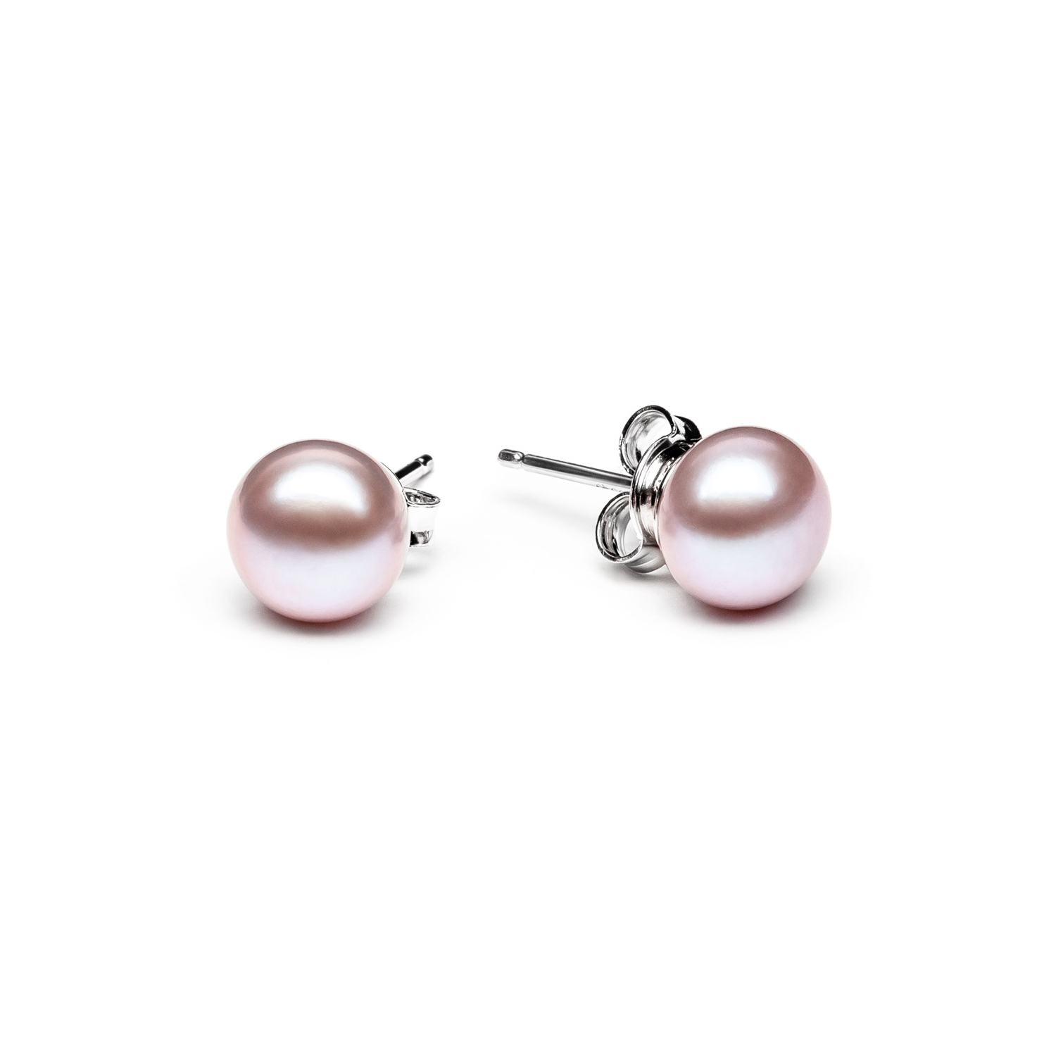 Perlové náušnice - ružovofialové prírodné perly 7,5-8 mm