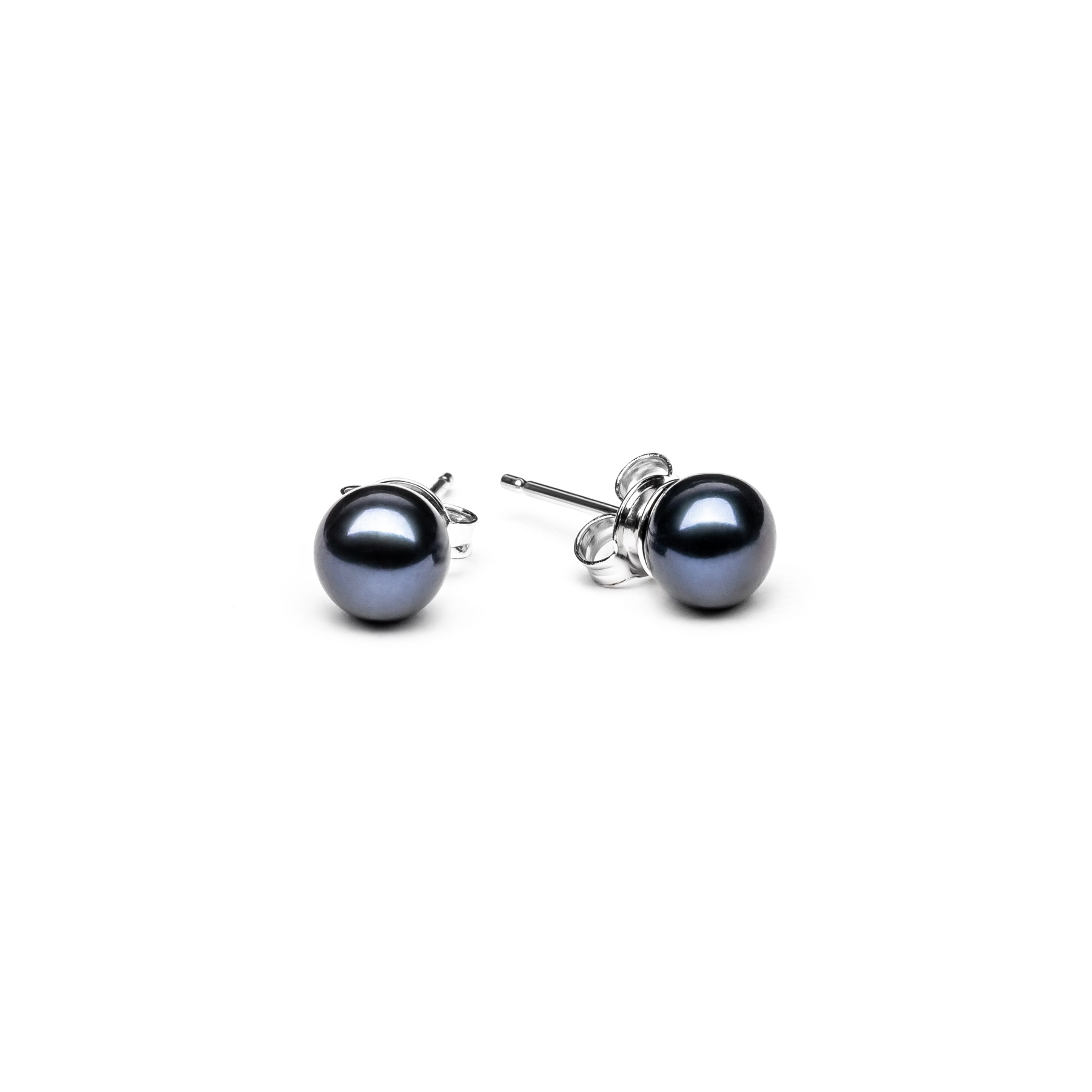 Perlové náušnice - čierne prírodné perly 6,5-7 mm