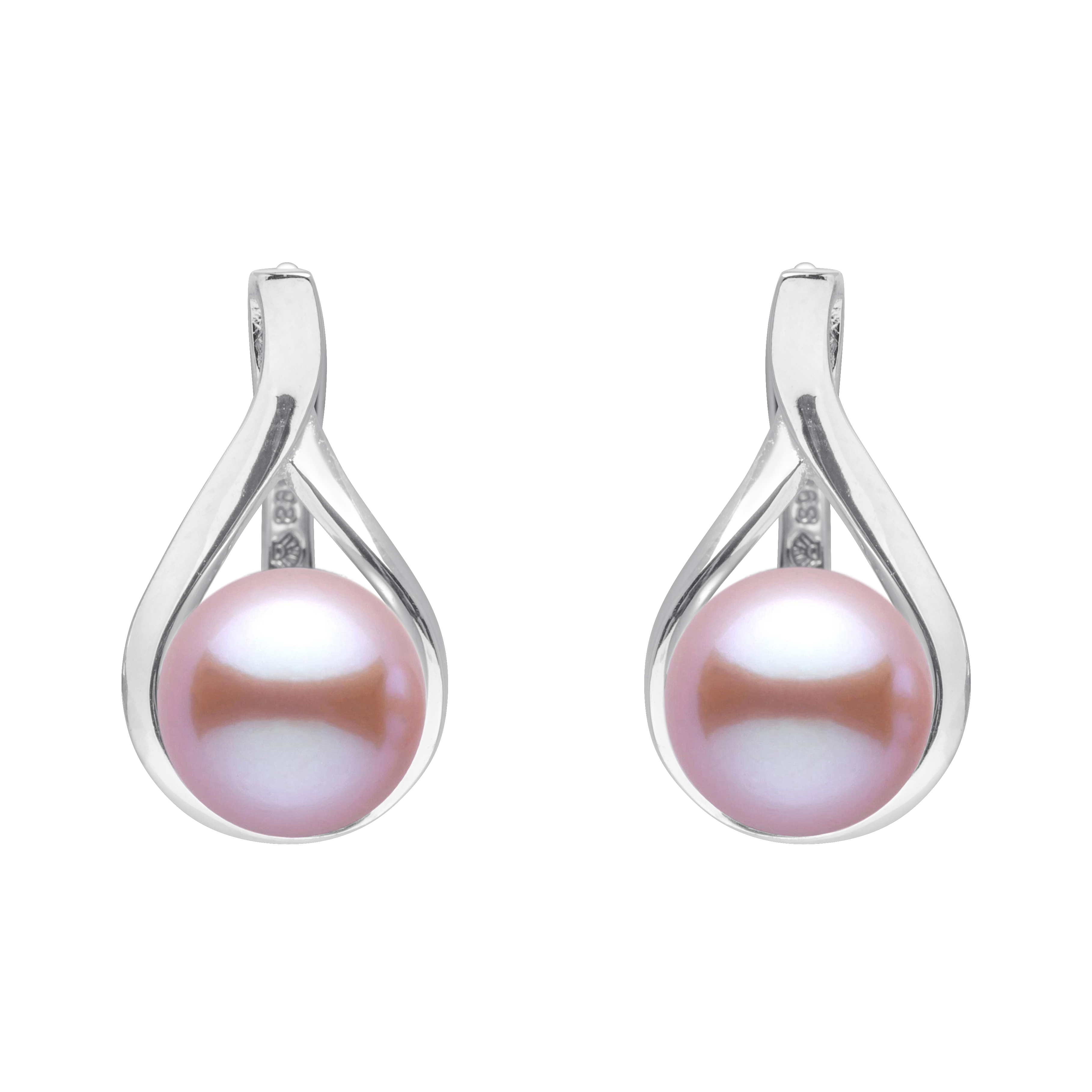 Perlové náušnice – ružovofialové prírodné perly