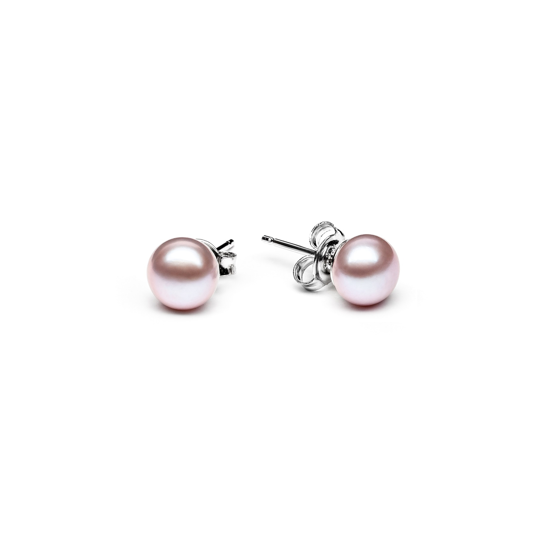 Perlové náušnice - ružovofialové prírodné perly 5,5-6 mm