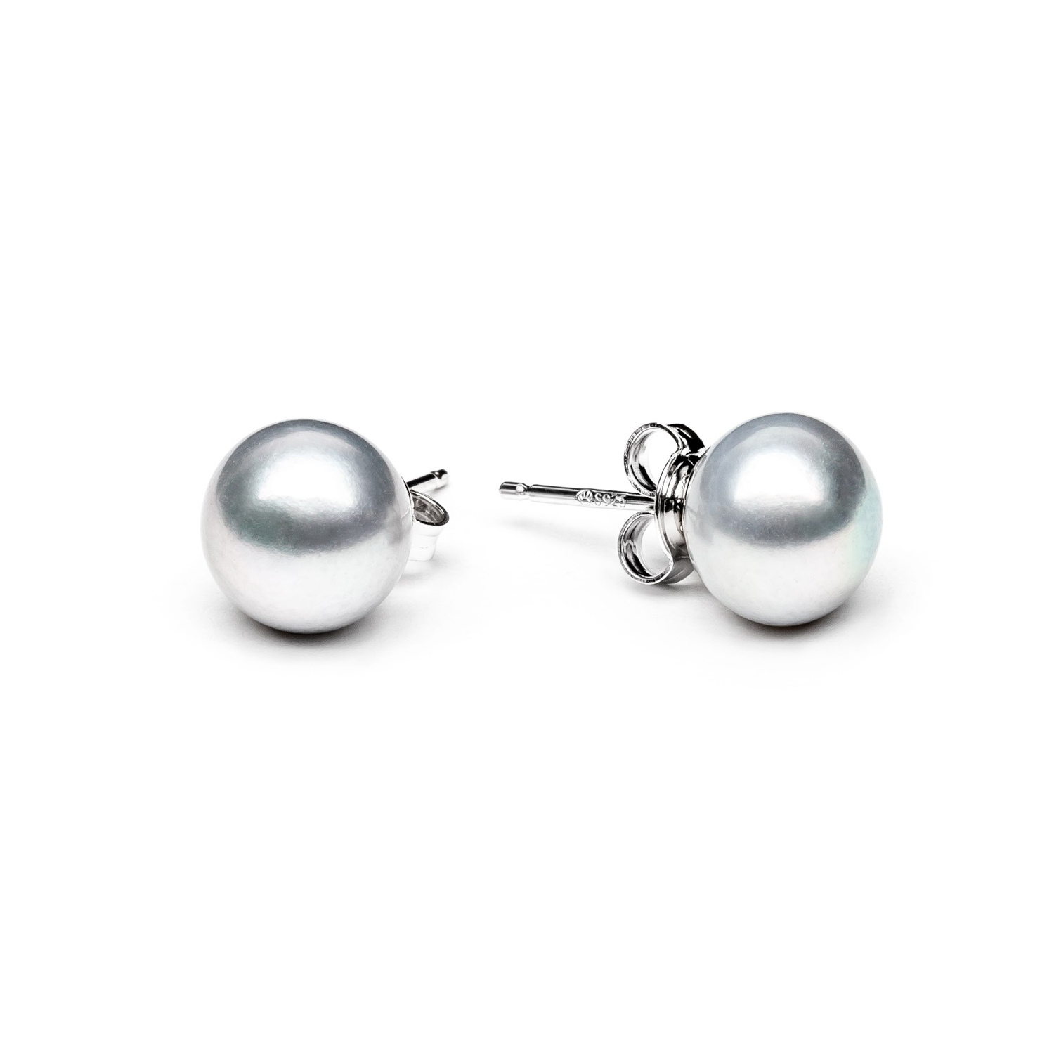 Perlové náušnice - šedé prírodné perly 8,5-9 mm