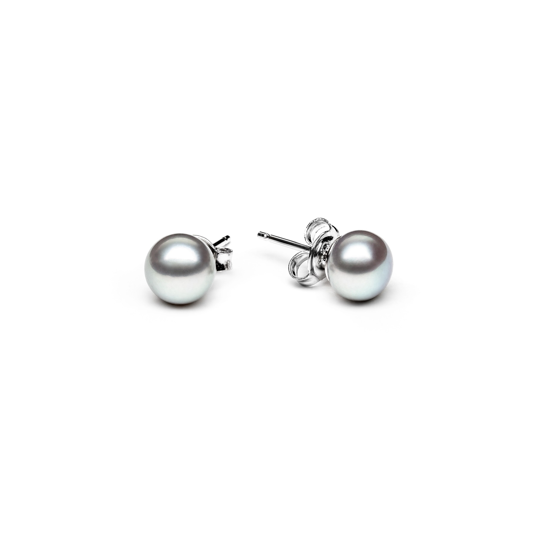Perlové náušnice - šedé prírodné perly 6,5-7 mm
