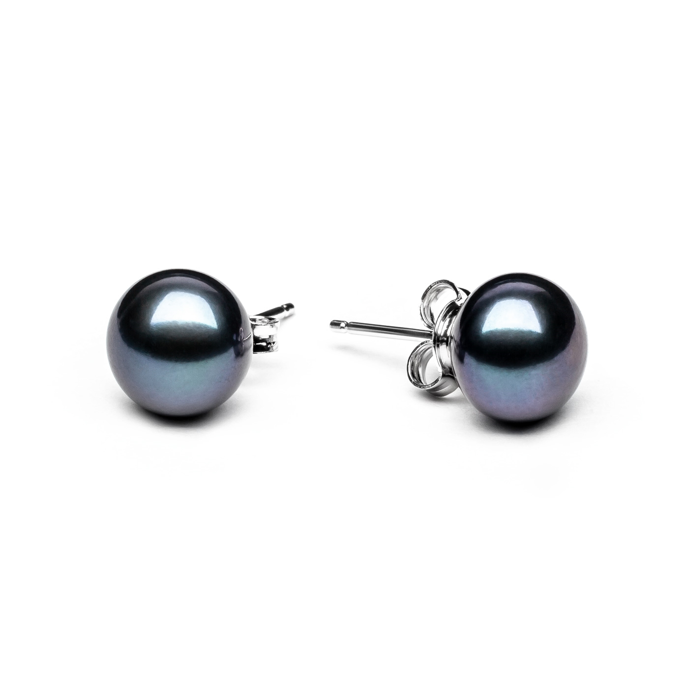Perlové náušnice - čierne prírodné perly 8,5-9 mm