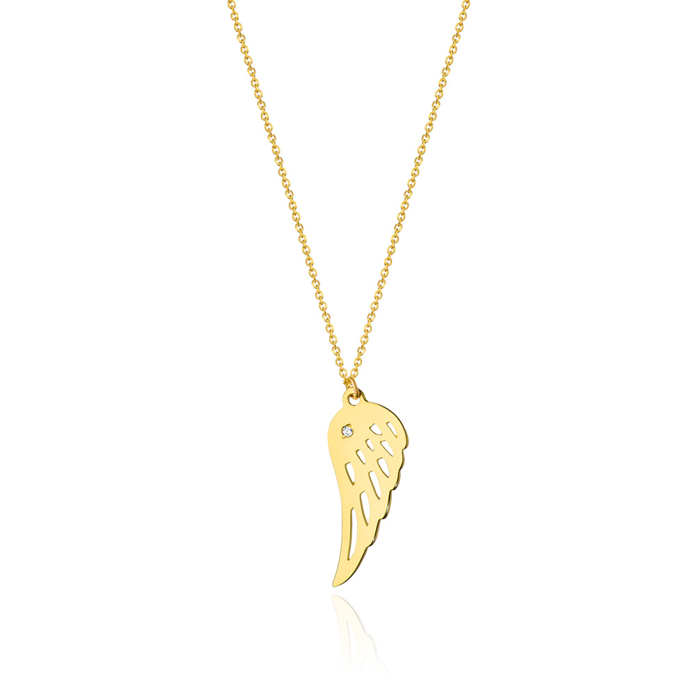 NUBIS® Diamantový náhrdelník andělská křídla, žluté zlato a briliant - C-012-YG