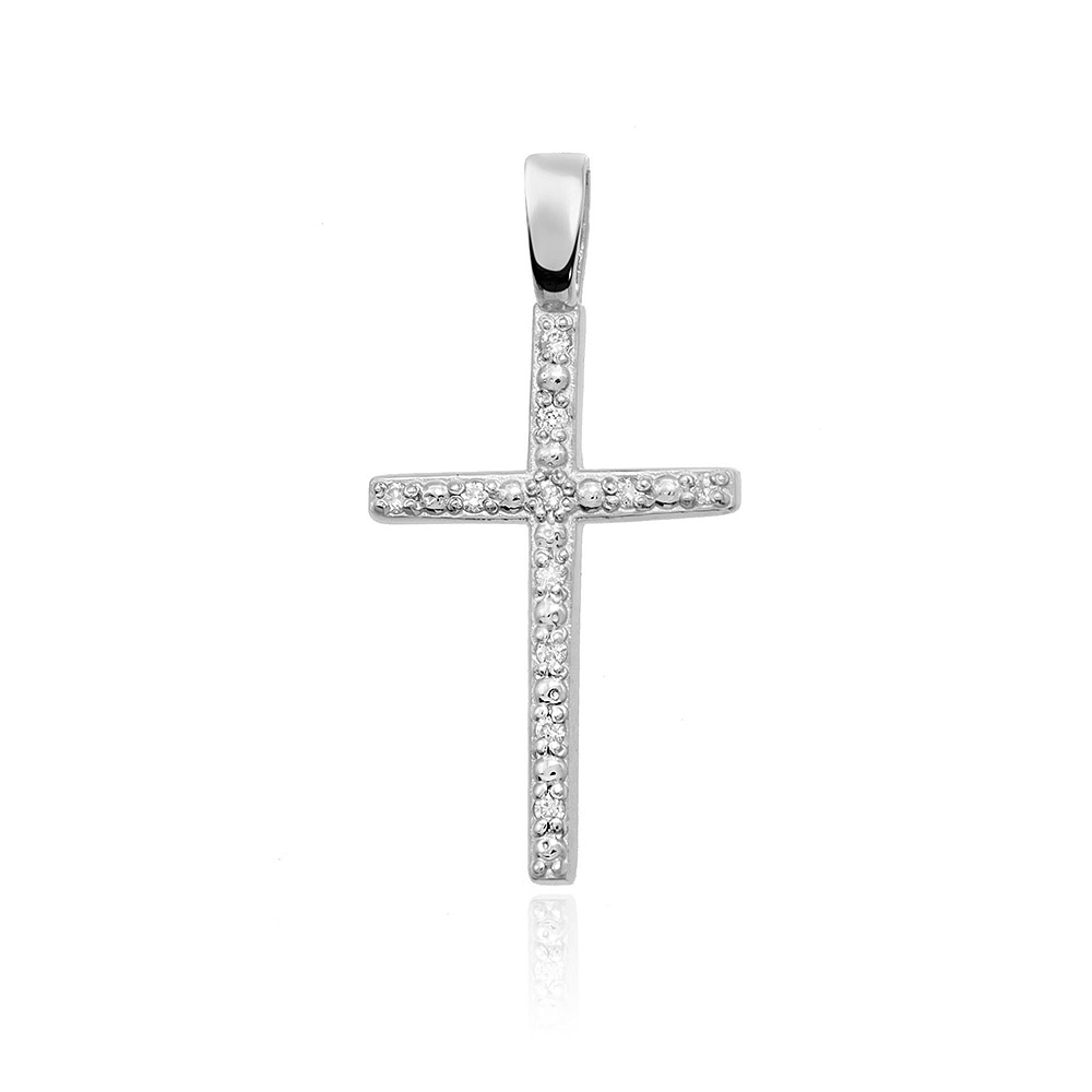 NUBIS® Diamantový přívěšek křížek, bílé zlato a brilianty - K-004-WG
