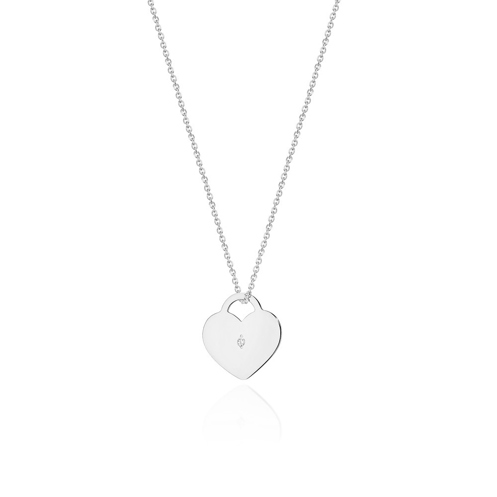 NUBIS® Diamantový náhrdelník srdíčko, bílé zlato a briliant - C-015-WG