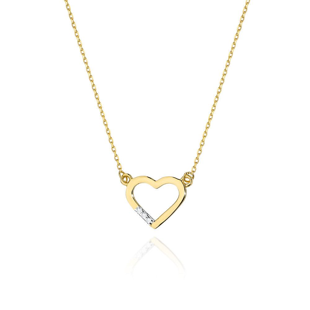 NUBIS® Diamantový náhrdelník se srdíčky, žluté a bílé zlato a brilianty - C-026-YG
