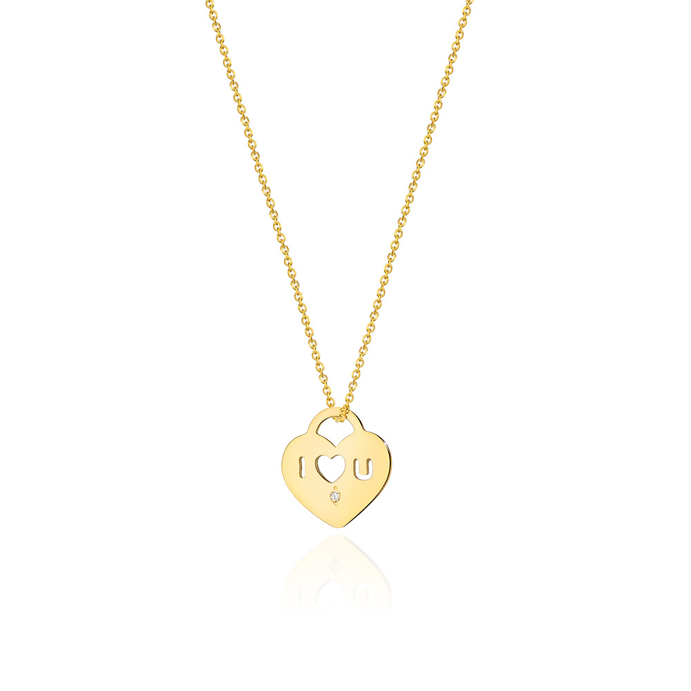 NUBIS® Diamantový náhrdelník srdíčko, žluté zlato a briliant - C-011-YG