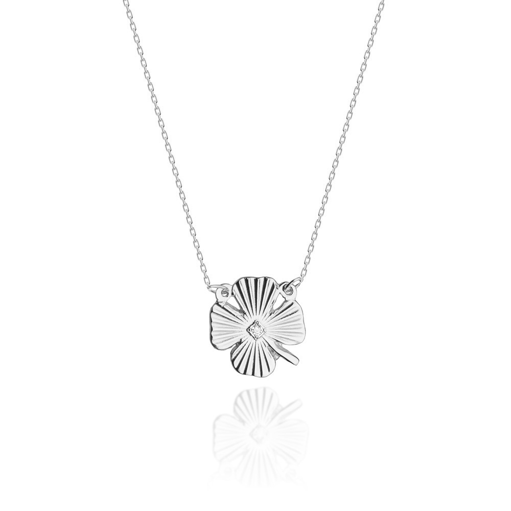 NUBIS® Diamantový náhrdelník čtyřlístek, bílé zlato a briliant - C-021-WG