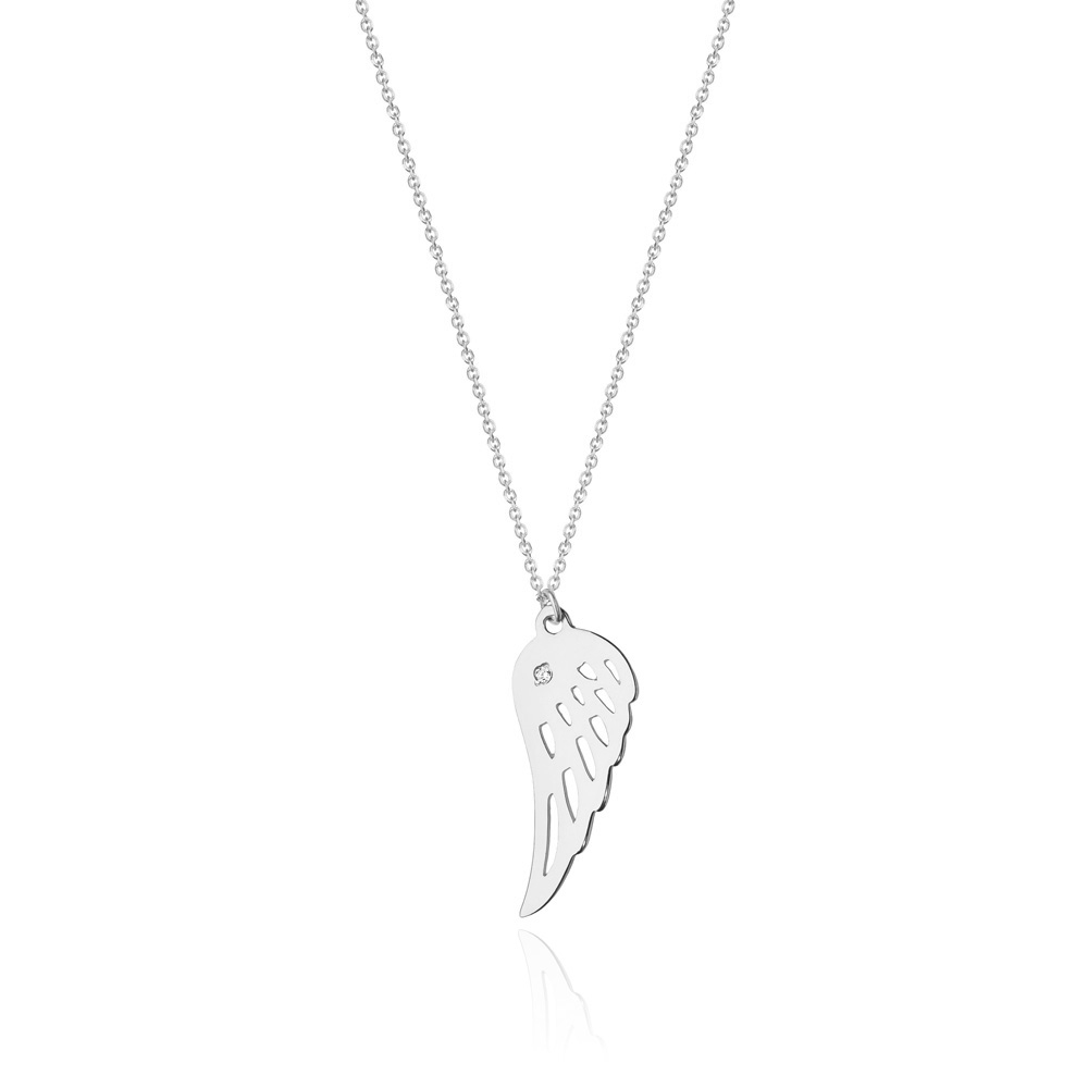 NUBIS® Diamantový náhrdelník andělská křídla, bílé zlato a briliant - C-012-WG