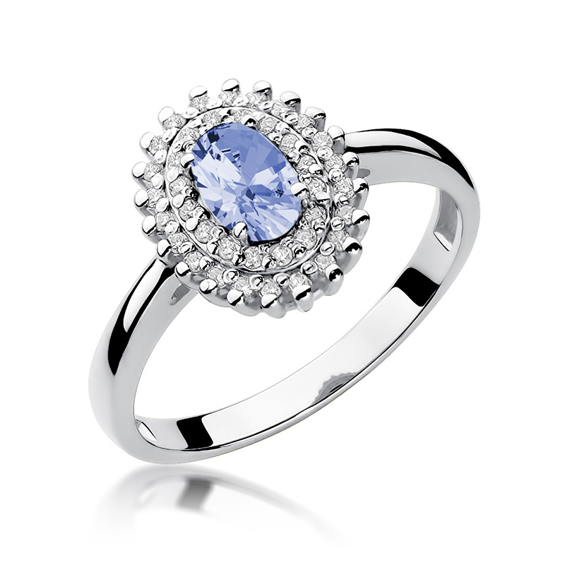 NUBIS® Zlatý prsten s diamanty a tanzanitem - W-303WTA