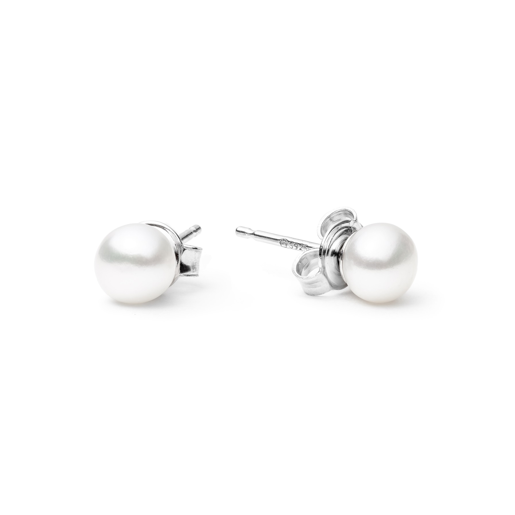 Strieborné perlové náušnice - biele prírodné perly