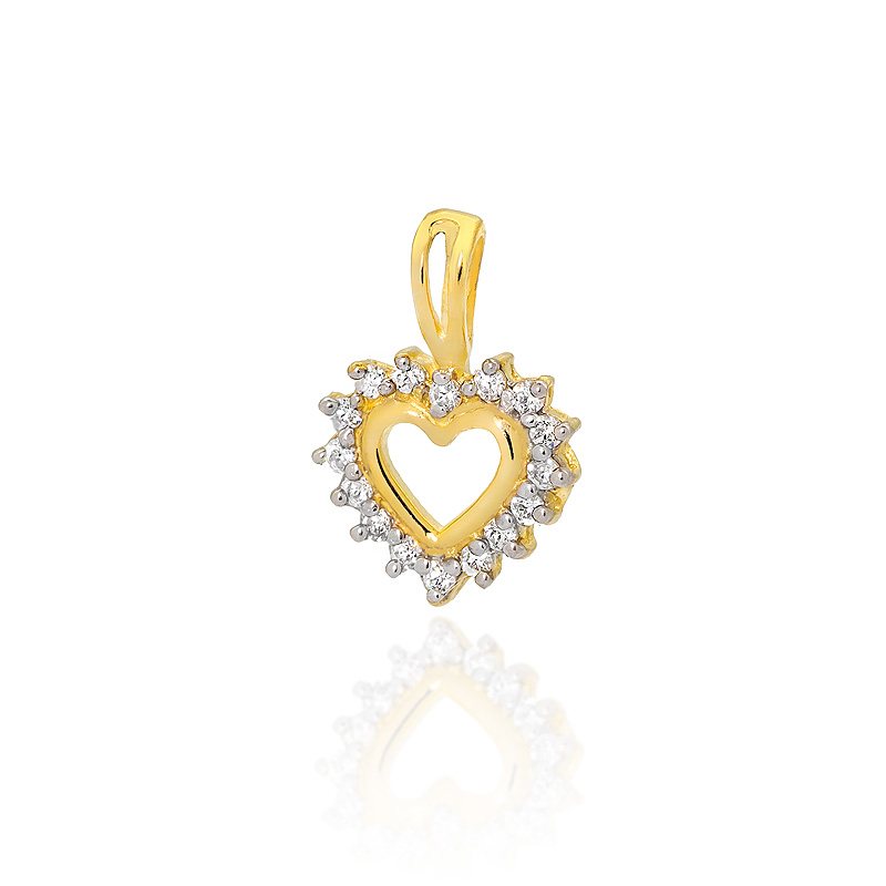 NUBIS® Diamantový přívěšek srdíčko, žluté zlato a brilianty - S-007-YG