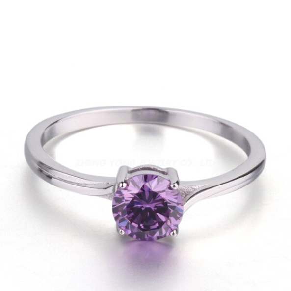 NUBIS® Stříbrný prsten s fialovým zirkonem - velikost 57 - NB-5076-57