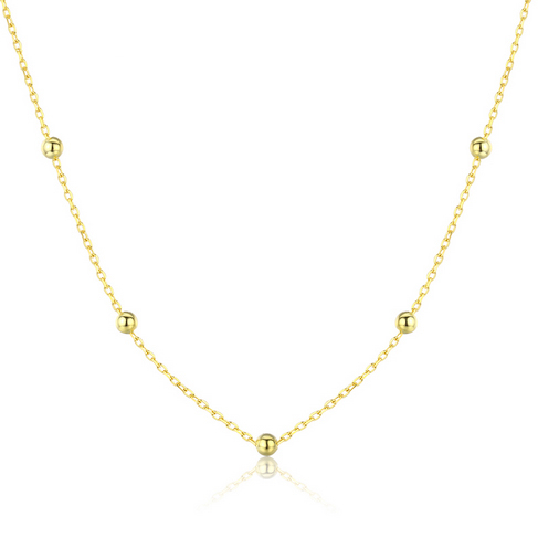 Pozlátený strieborný náhrdelník s drobnými guličkami, dĺžka 55 cm