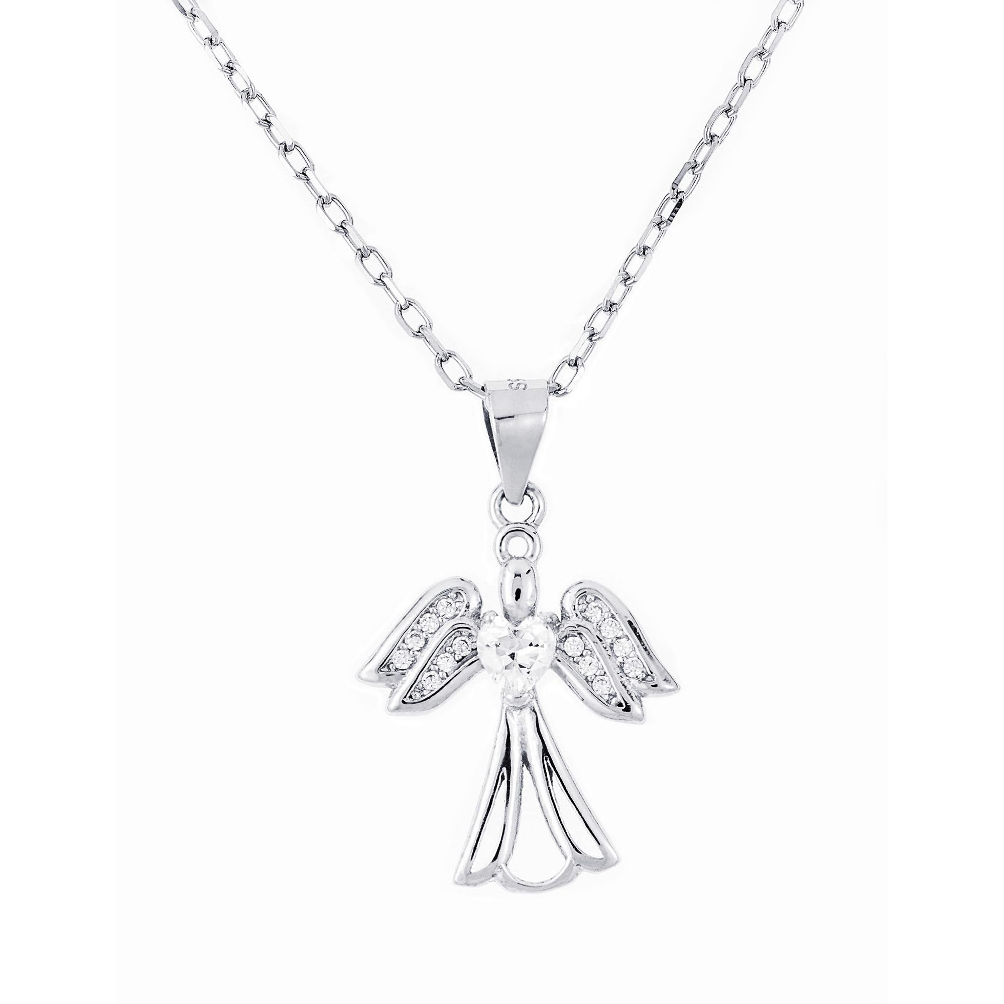 Strieborný náhrdelník - anjelik so zirkónmi