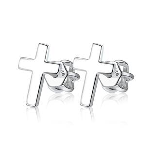 Levně NUBIS® Stříbrné šroubovací náušnice křížky - NB-3225