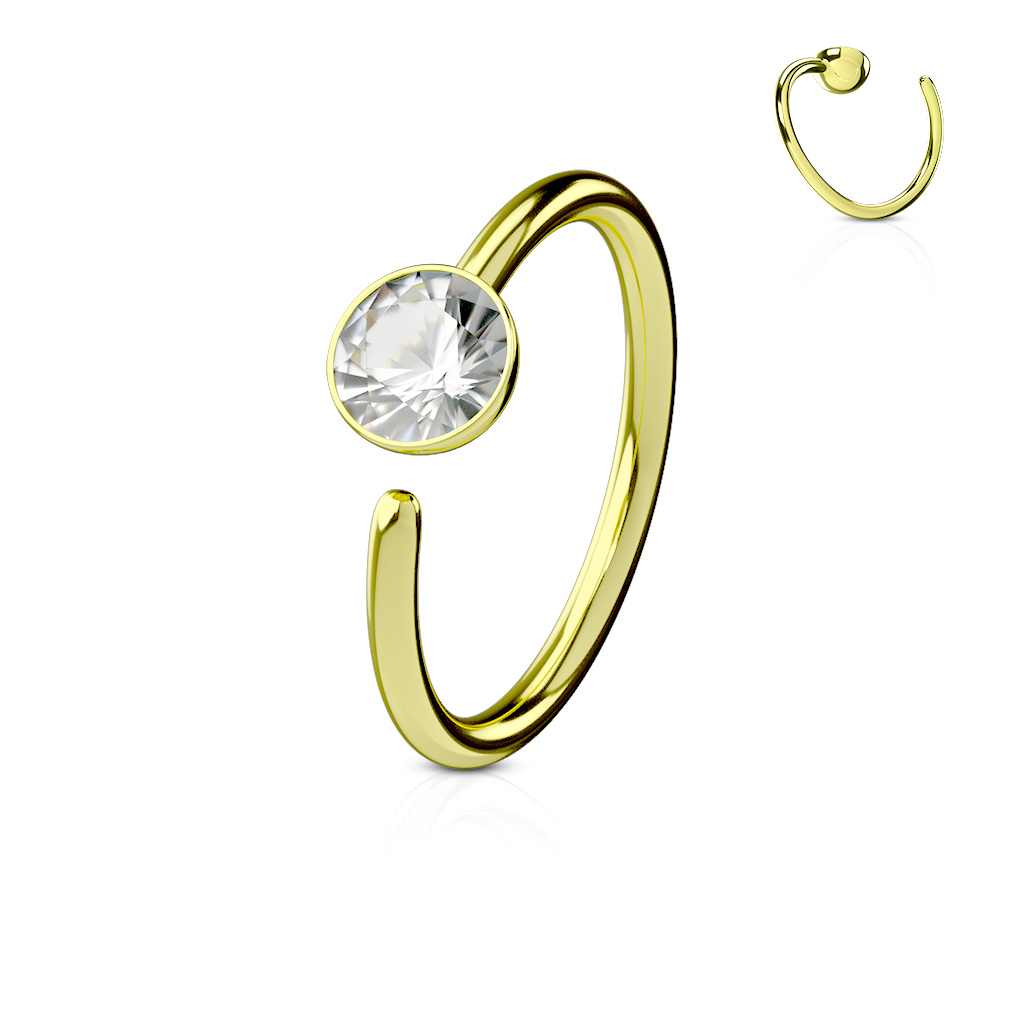 Šperky4U Zlacený piercing do nosu/ucha kruh - N0155