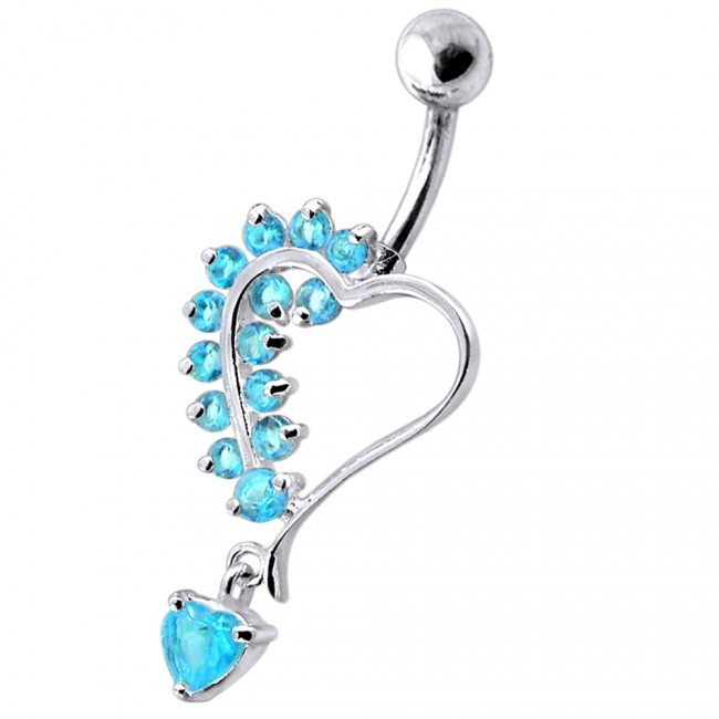 Šperky4U Stříbrný piercing do pupíku - srdíčko - BP01312-Q