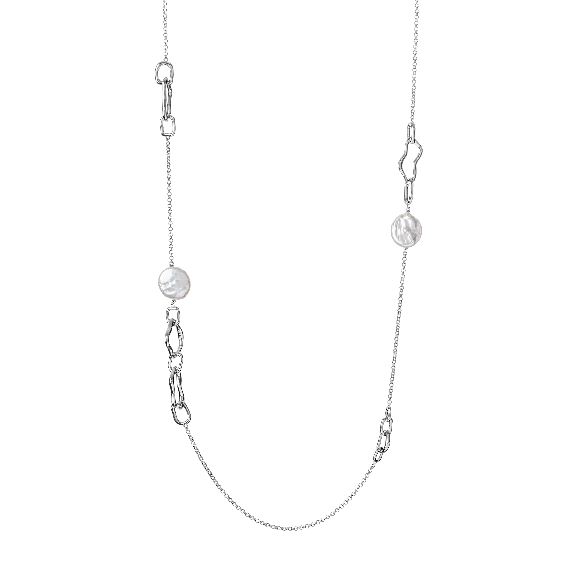 Strieborný náhrdelník s riečnymi perlami