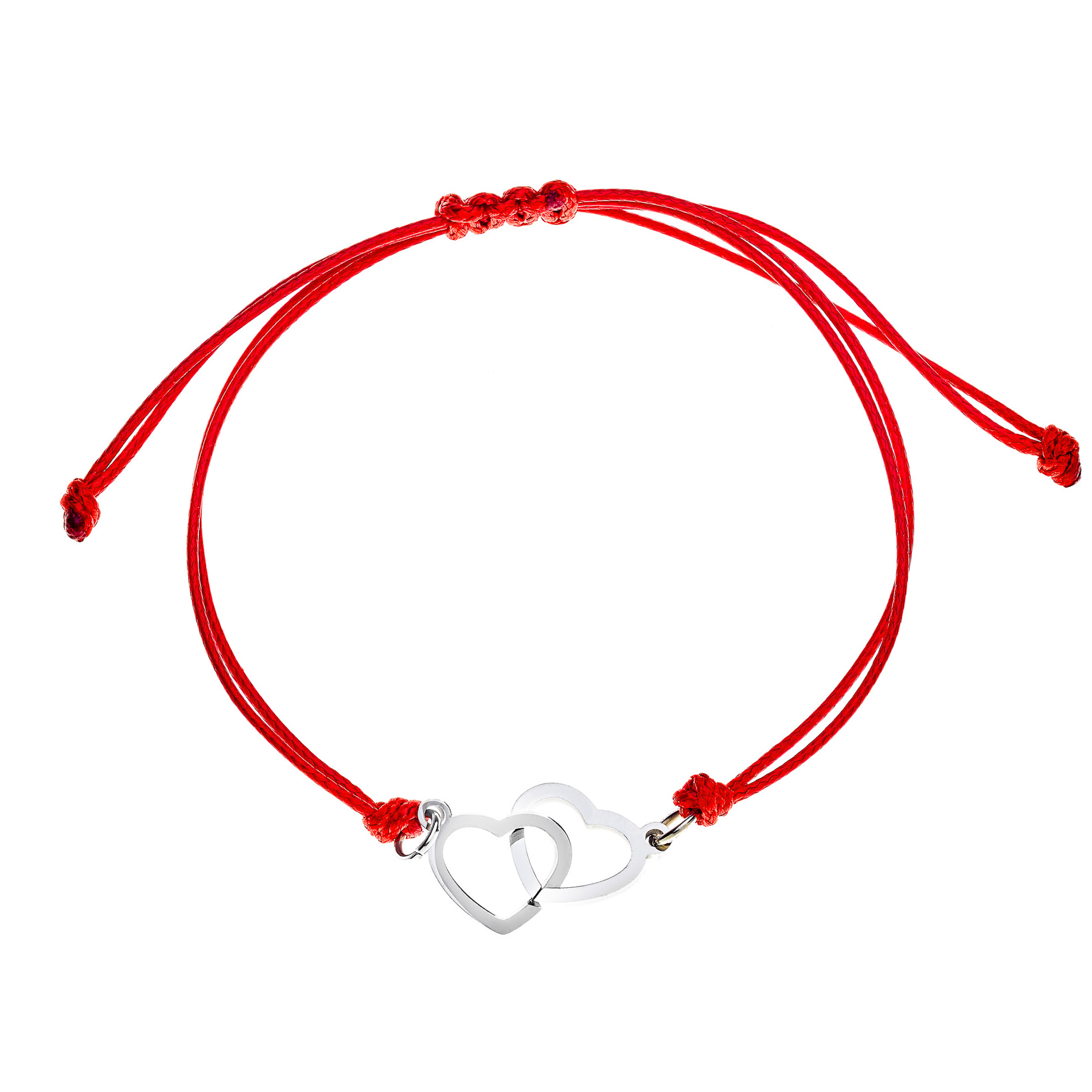 Šperky4U Červený textilní náramek s propojenými srdíčky - ON006R