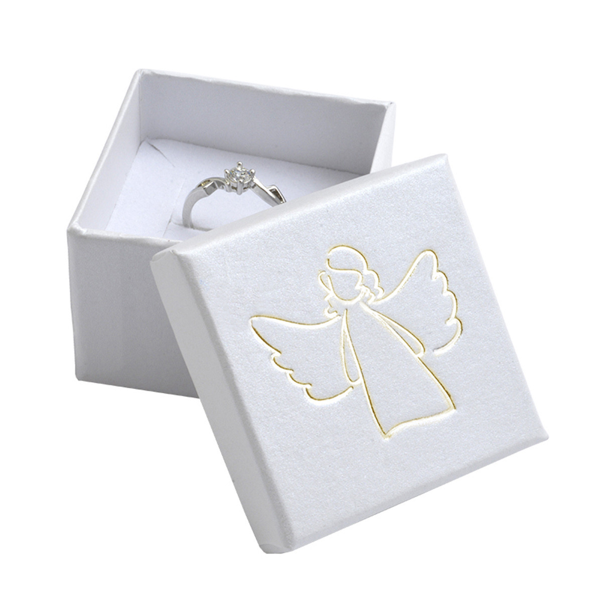 Krémová darčeková krabička, zlatý anjel