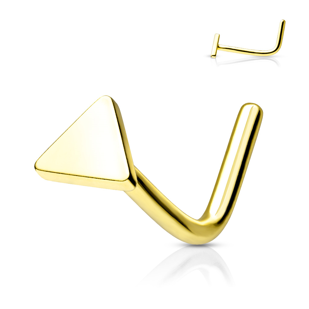 Šperky4U Zahnutý piercing do nosu - triangl - N0160-GD