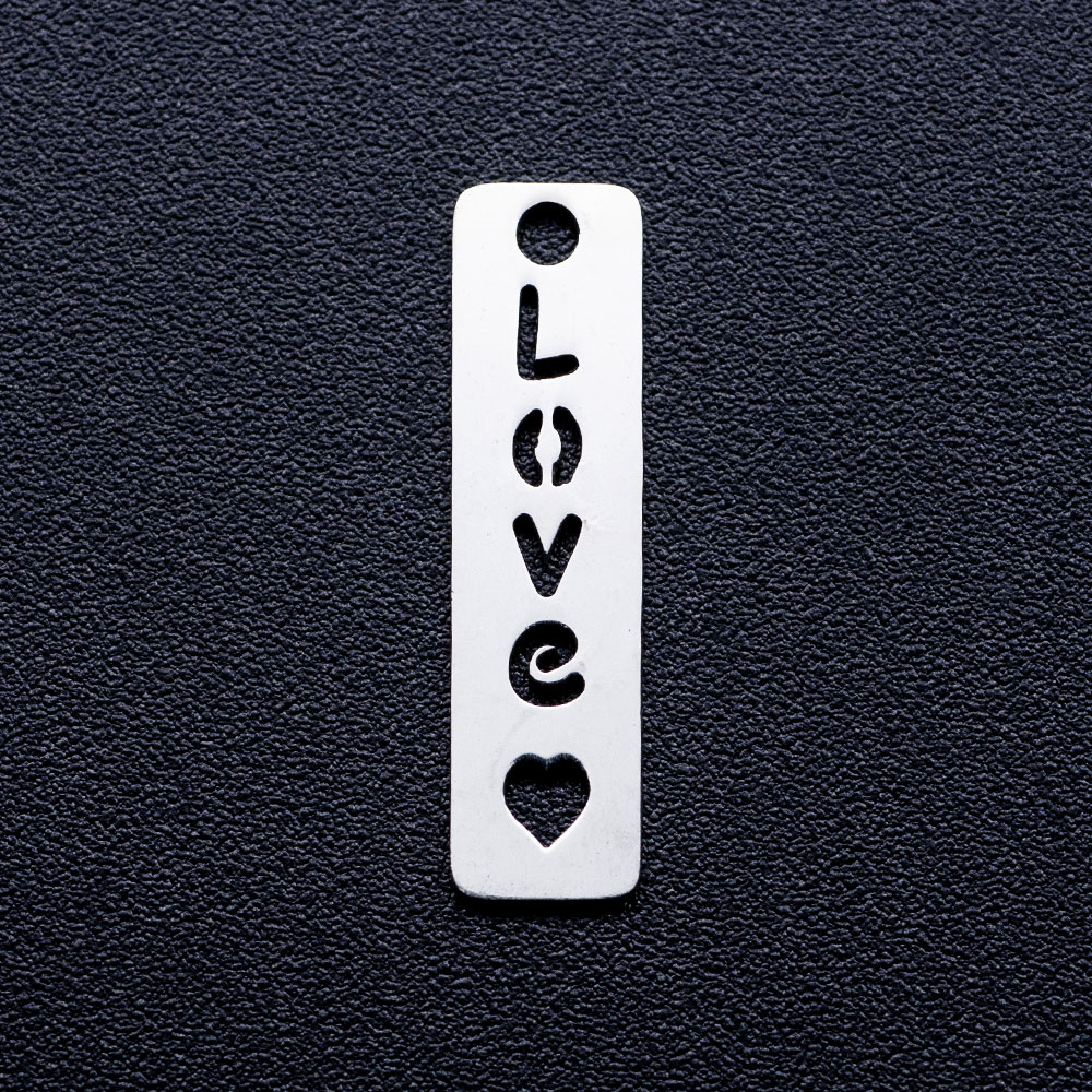Šperky4U Ocelový přívěšek - destička s textem LOVE + srdce - OK1371-ST