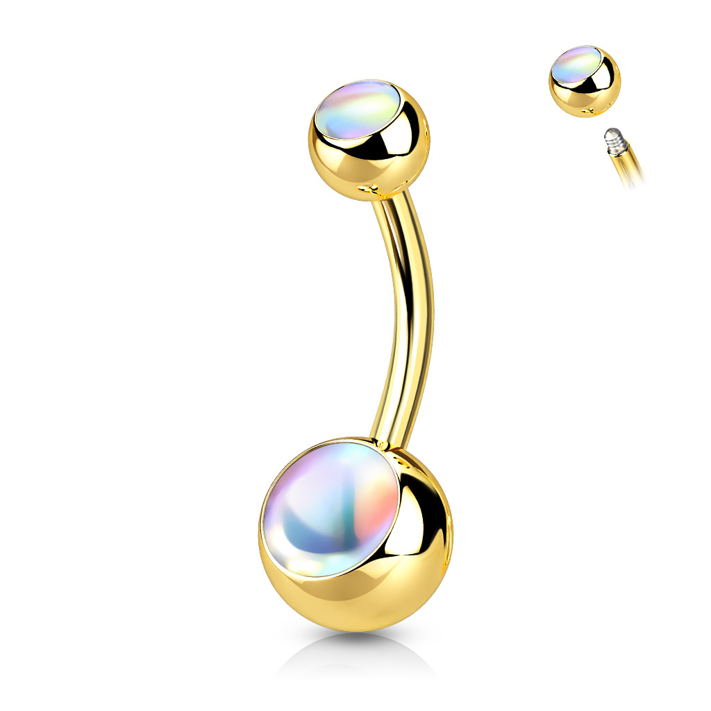 Šperky4U Zlacený piercing do pupíku - banánek - BS0005-GD