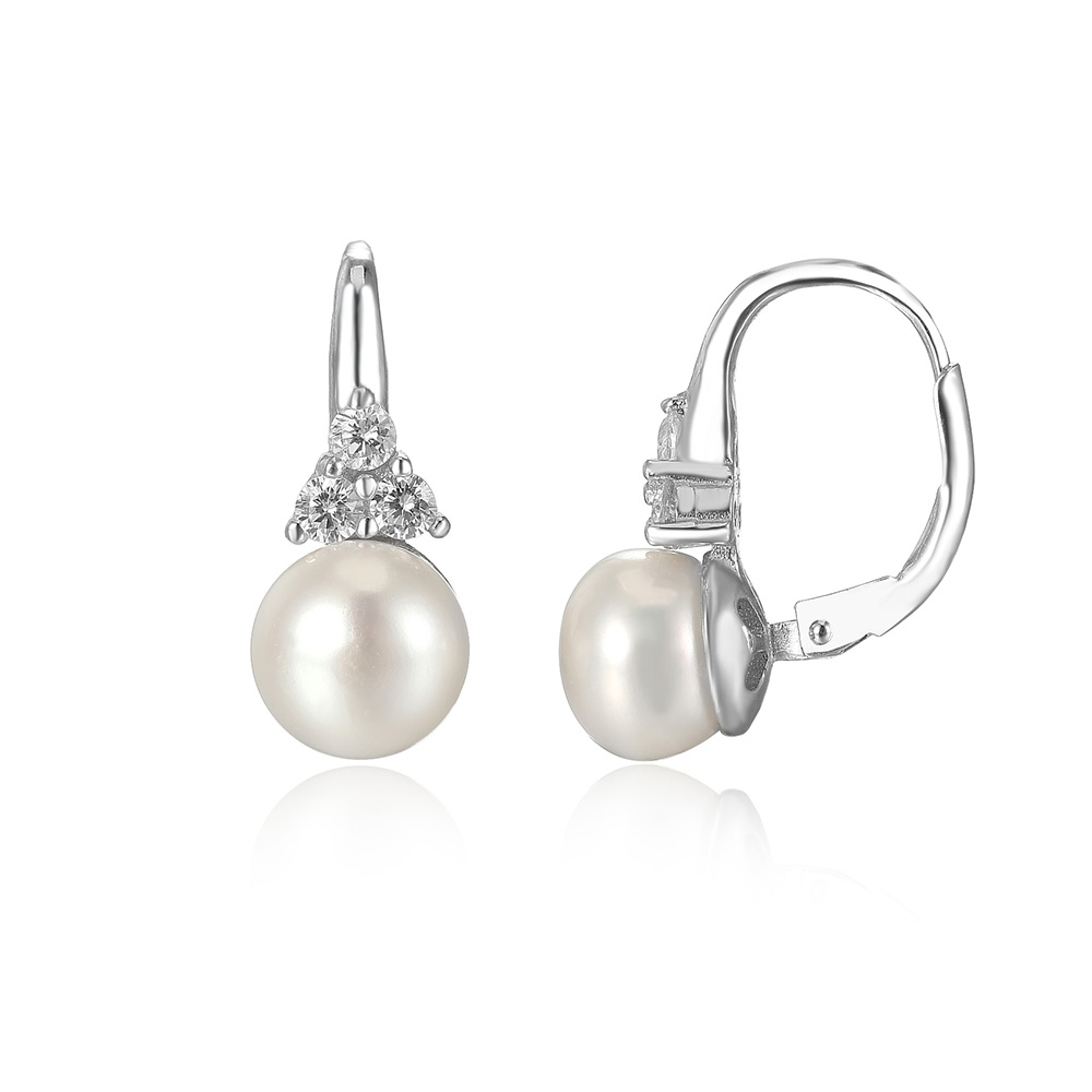 NUBIS® Stříbrné perlové náušnice - NB-3457