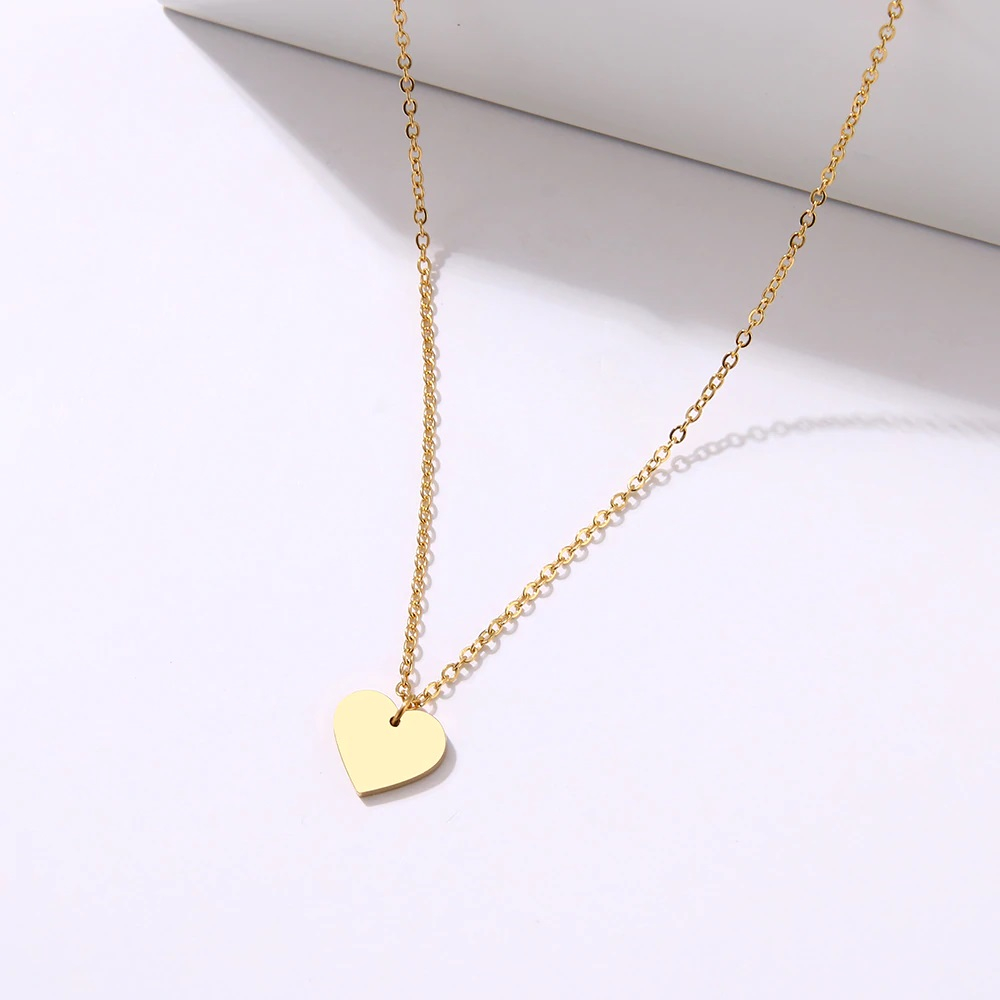 Šperky4U Zlacený ocelový řetízek s přívěškem srdce - OPD0248-GD