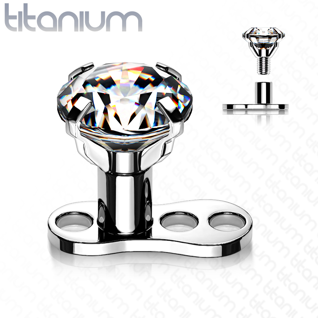 Kompletný microdermal piercing 1,2 mm - číry zirkón
