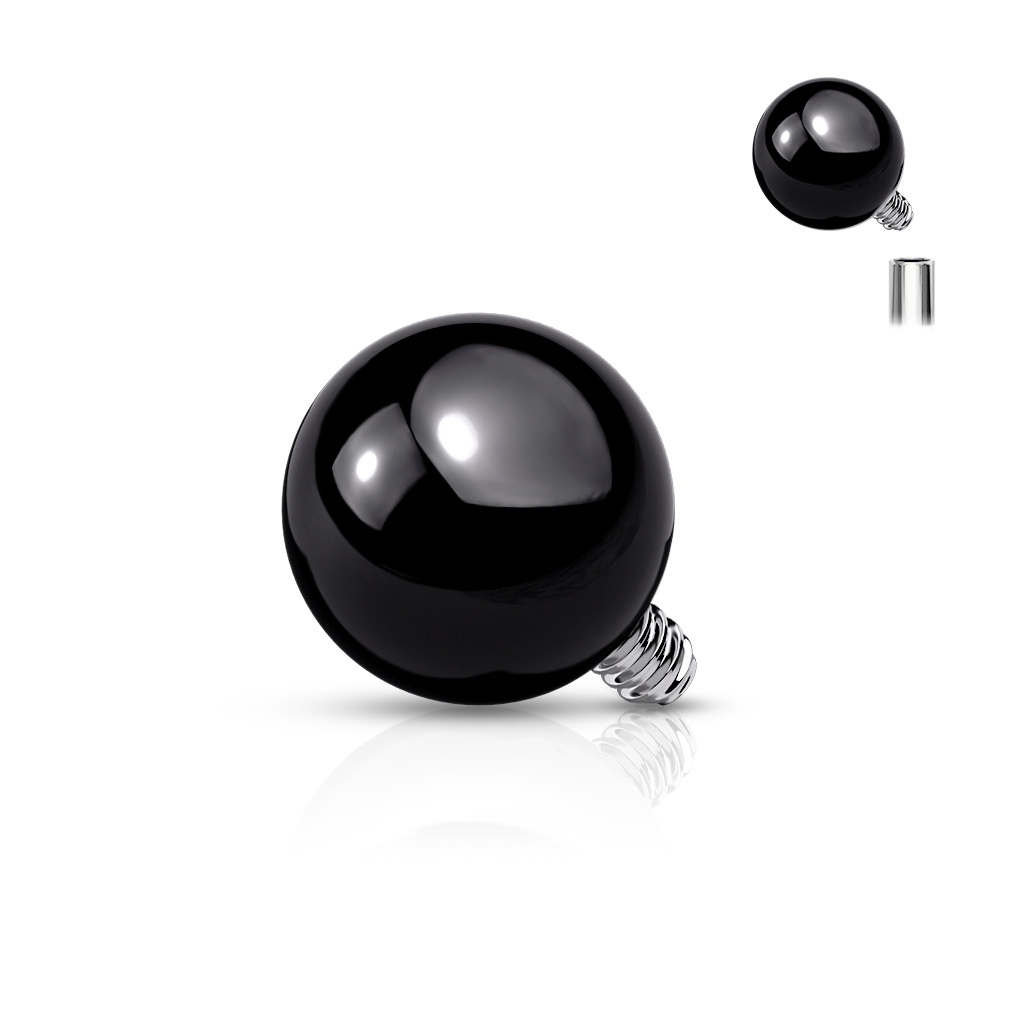 Šperky4U Náhradní černá kulička, závit 1,2 mm - ND003K-1202