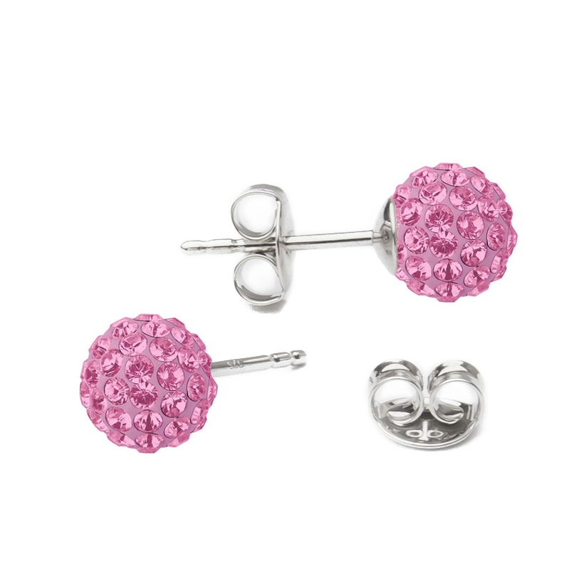 NUBIS® Stříbrné náušnice kuličky Crystals from Swarovski® Pink - SWAG06-P