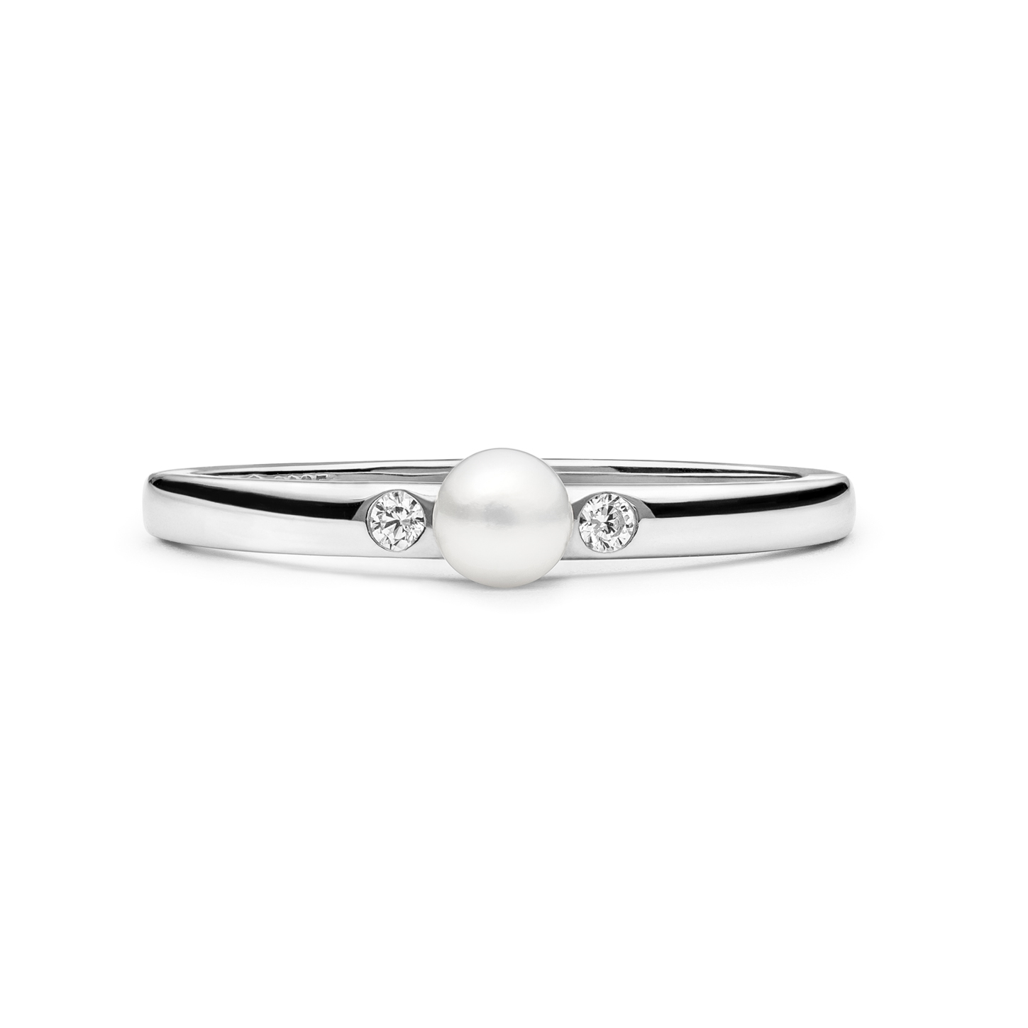 GAURA Stříbrný prsten s bílou perlou a zirkony - velikost 49 - GA4005W-49