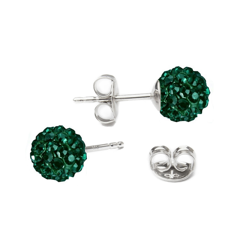NUBIS® Stříbrné náušnice kuličky Crystals from Swarovski® Emerald - SWAG06-EM