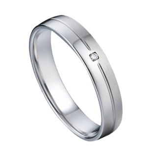 NUBIS® NSS3017 Snubní ocelový prsten se zirkonem, šíře 4 mm - velikost 56 - NSS3017-ZR-56