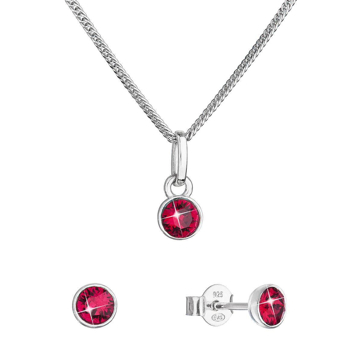 EVOLUTION GROUP CZ Sada šperků s krystaly Swarovski náušnice a náhrdelník, Ruby - 39177.3