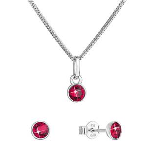Sada šperků s krystaly Swarovski náušnice a náhrdelník, Ruby