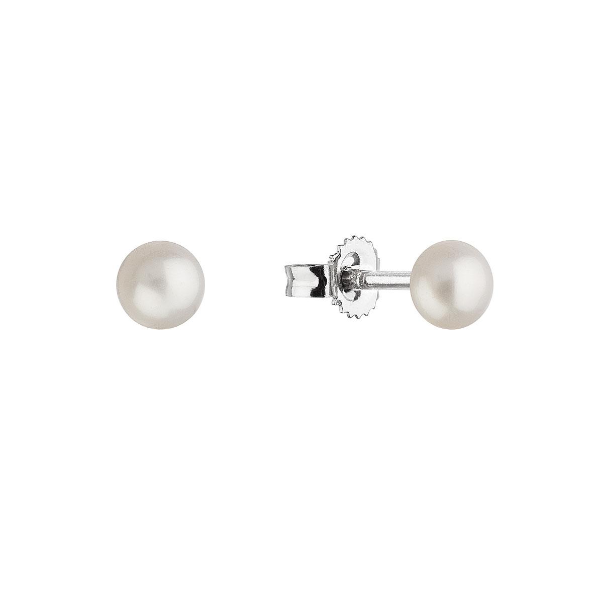 Strieborné drobné náušnice s bielou riečnou perlou