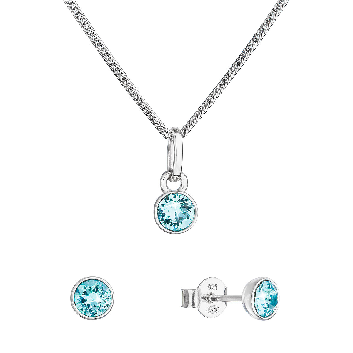 EVOLUTION GROUP CZ Sada šperků s krystaly Swarovski náušnice a náhrdelník, Turquoise - 39177.3