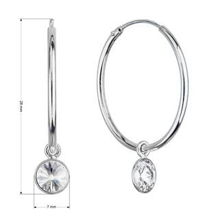 EG2906-CR Stříbrné náušnice kruhy s bílým Swarovski krystalem