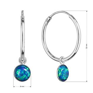EG2890-OP19 Stříbrné náušnice kruhy se zeleným syntetickým opálem