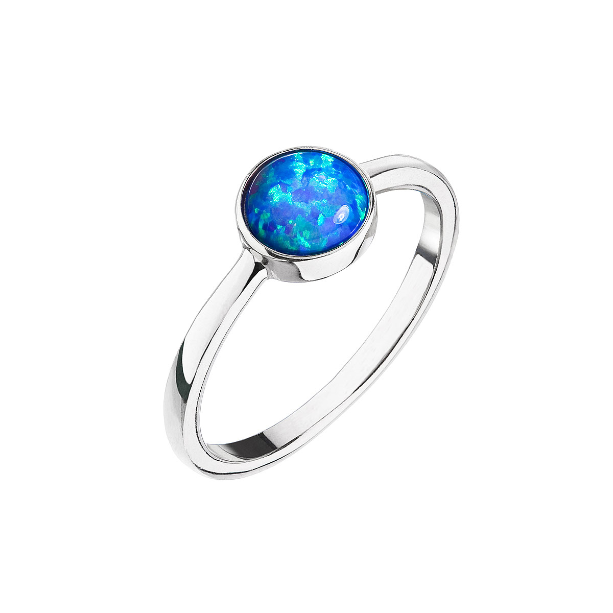 Strieborný prsteň s modrým opálom