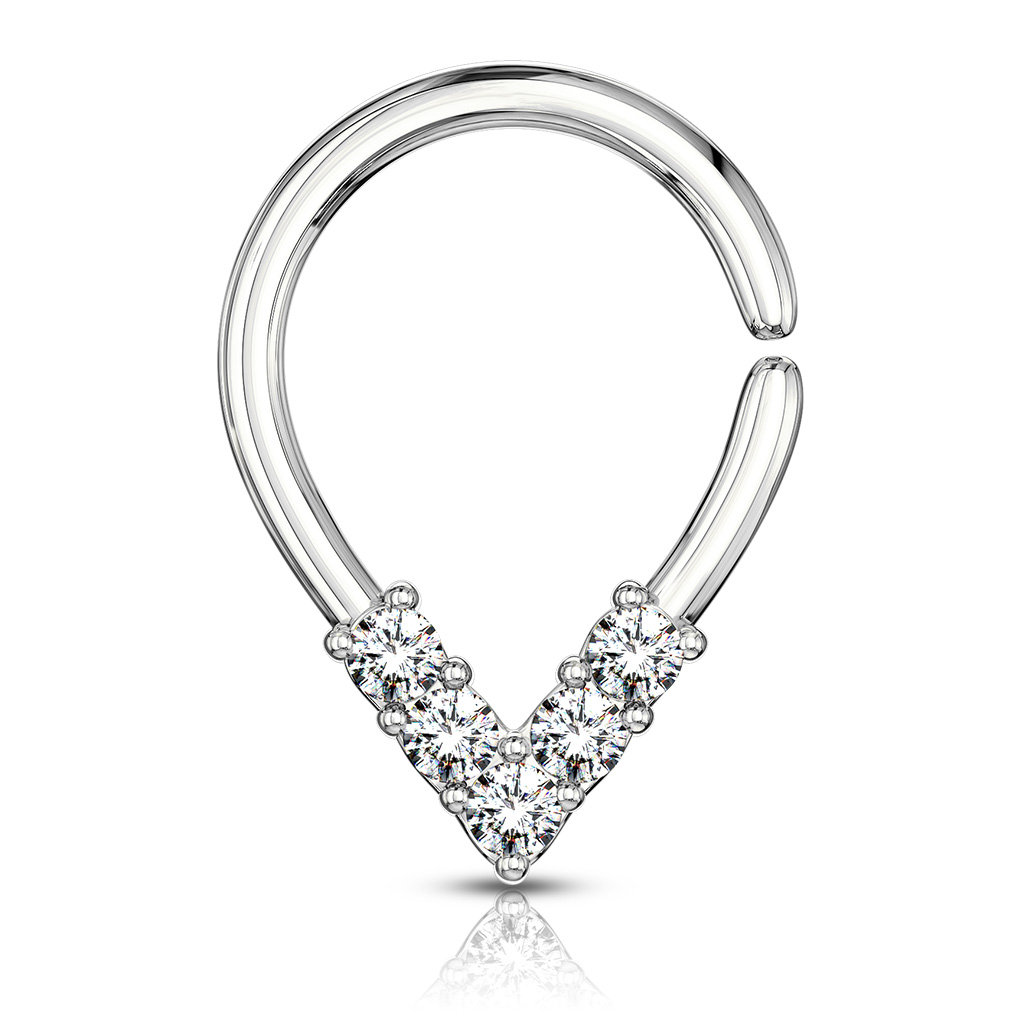 Šperky4U Vyhýbací kruh se zirkony - helix / cartilage / tragus piercing 1,2 x 7 mm - NS0050ST-1207