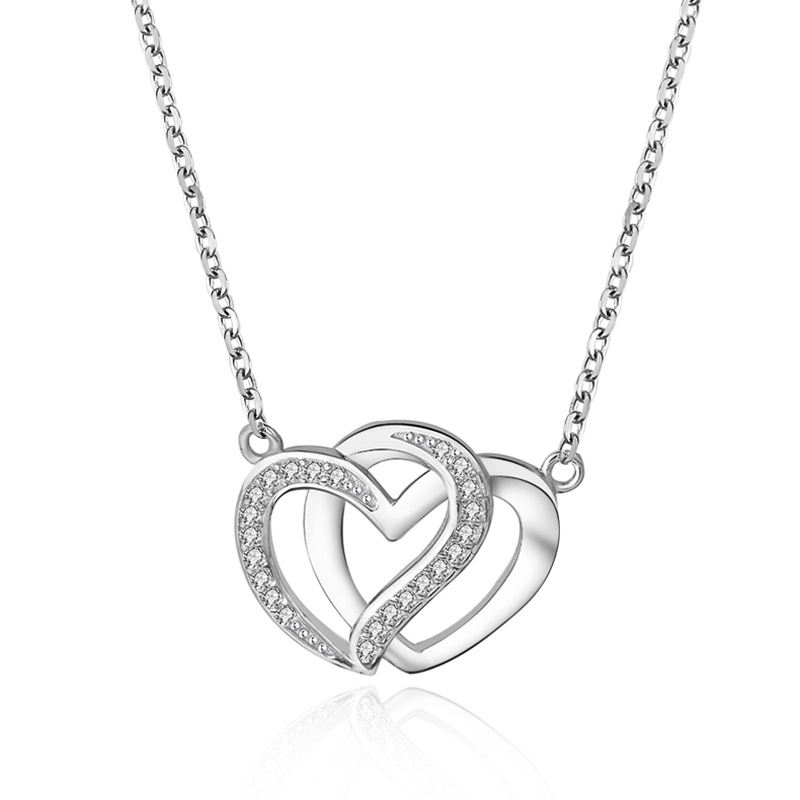 Šperky4U Stříbrný náhrdelník - propletená srdce - NB-2169